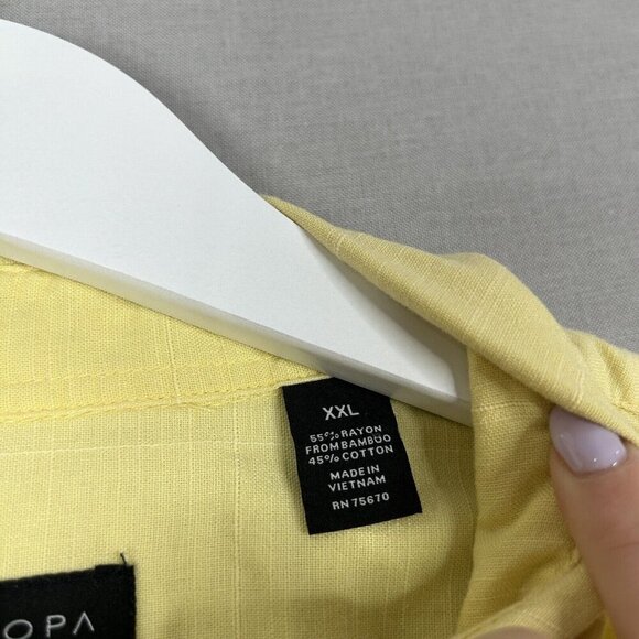 Via Europa Mens Shirt XXL Yellow Textured Short Sleeve Button Front Resort Wear - Picture 10 of 11